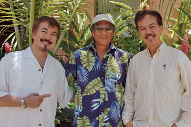 Kenji Sano, Kirk Thompson and Gaylord Holomalia of Kalapana.