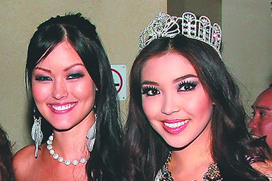 Courtney with Miss Hawaii USA Angela Byrd. The two are in Las Vegas, where Angela is competing for M