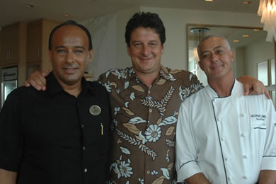 Hyatt executive asst. manager Vincent Brunetti, general manager David Lewin and Shor executive chef 