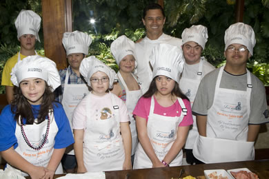 Chef Fred DeAngelo with (front, from left) Aubrey McKenzie, Alice Webb