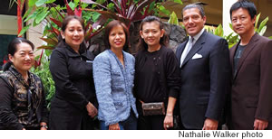 Ala Moana store managers (from left): June Higa (Dior), Jeannie Higa (Sophora), Mariese Montano-Smith (Escada), Ming Lee (Louis Vuitton), Patrick Gey (Fendi) and Don Le (Bally)