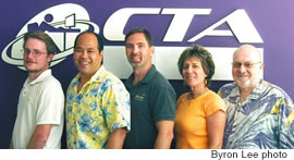 These smiling CTA employees are (from left): Jeff Burbank, Bert Lee, Dan Marvin, Harriet Bloom and Mike Meyer
