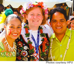A German student with two Samoan students
