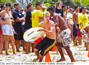 The competition was as fun as it was fierce in this paddleboard relay at Ala Moana during last summer’s Junior Lifeguard program