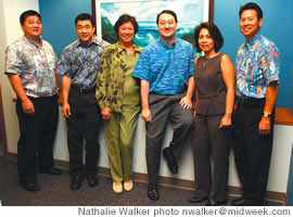 Hawaiian Properties employees (from left) Kevin Agena, Brad Hironaka, Stephanie Lange, Frank Tokioka II, Lily Narusawa and Richard Char