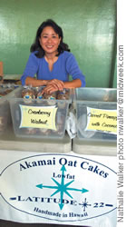 Ruth Arakaki with a variety of Latitude 22 Akamai Oat Cakes