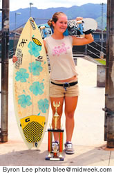 Cody with her favorite boards and hardware