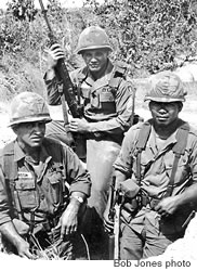 Three Hawaii 25th Inf. Div. sergeants near Trang Bang Vietnam, 1966