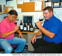 Tasting wines with Lyle Fujioka