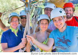 The author, right in blue shirt, with (from left) Liza Lee, Kelly Lee, Dineh Davis, Linda Dela Cruz and Josh Heimowitz