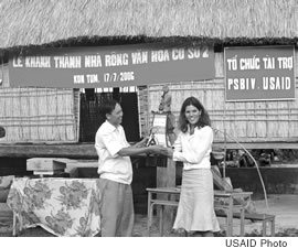 Brett Jones at a new community house with disabled access in Kontum, Vietnam