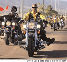 Club president Lawrence Johnson leads the Buffalo Soldiers on a ride