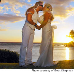 A wedding day kiss with Dog at Waikoloa last May