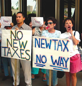 An anti-tax protest at the capital