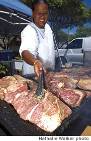 Shantey Manini grills away at Foodland Mililani