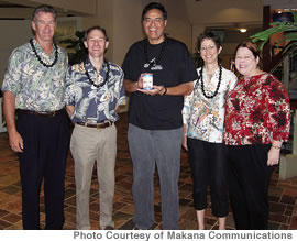 Gathered at the 2006 Canstruction Competition (from left): Fred Paine, John Black, Mayor Mufi Hannemann, Amy Blagriff and Polly Kauahi