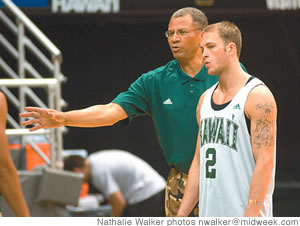 UH coach Bob Nash and Matt Gibson, the team's Energizer Bunny