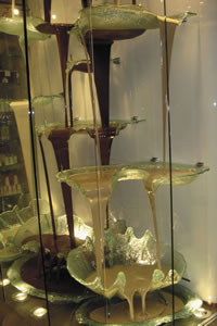 The world's tallest chocolate fountain at the Bellagio