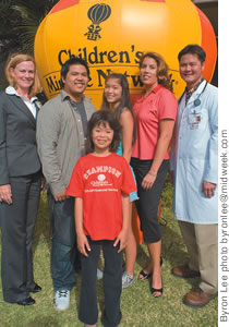 Kaela Teho with, from left, Martha Smith, Matthew Root, Mellorrie Gander, Stacy Acma and Dr. Michael Sia