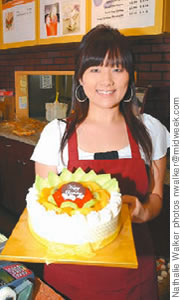 Jiwon Park shows off a Boulangerie birthday cake