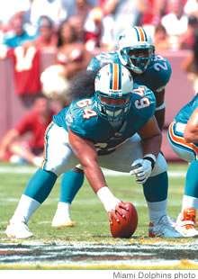 Samson Satele set a Dolphins team record by starting all 16 games as a rookie