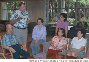 Emmet White chats with Arcadia residents
