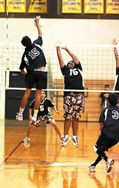 Pearl City sophomore Donovan Nieves spikes the ball over the net. Photo courtesy of the school.