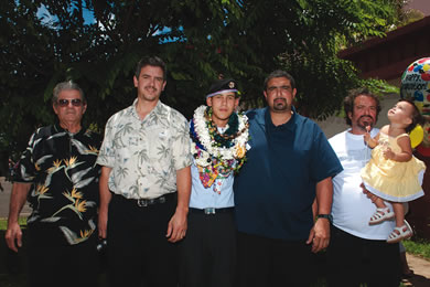 Clarence, Wesley, Bronson and Cliffard Mederios, Clarence Mederios Jr. and Celine Brown