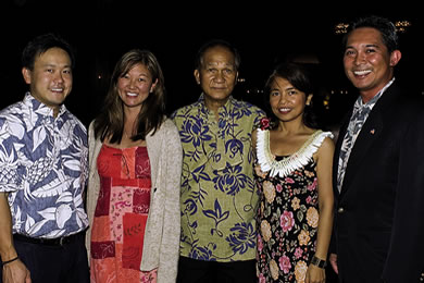 State Rep. Jon Karamatsu, Stacey Hayashi, Toy and Corie Arre, Nestor Garcia