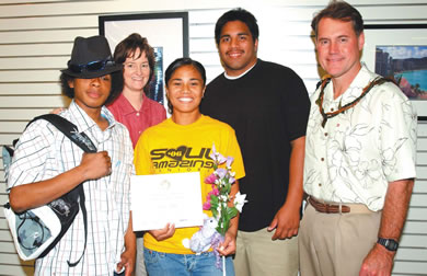 Kala ‘Au, Lisa Delong, Jamie Tafiti, Jonathan Rickertsen and U.S. Rep. Ed Case