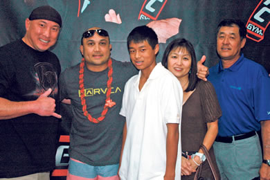 BJ Penn (with lei) met with members of the soon-to-open UFC GYM BJ Penn